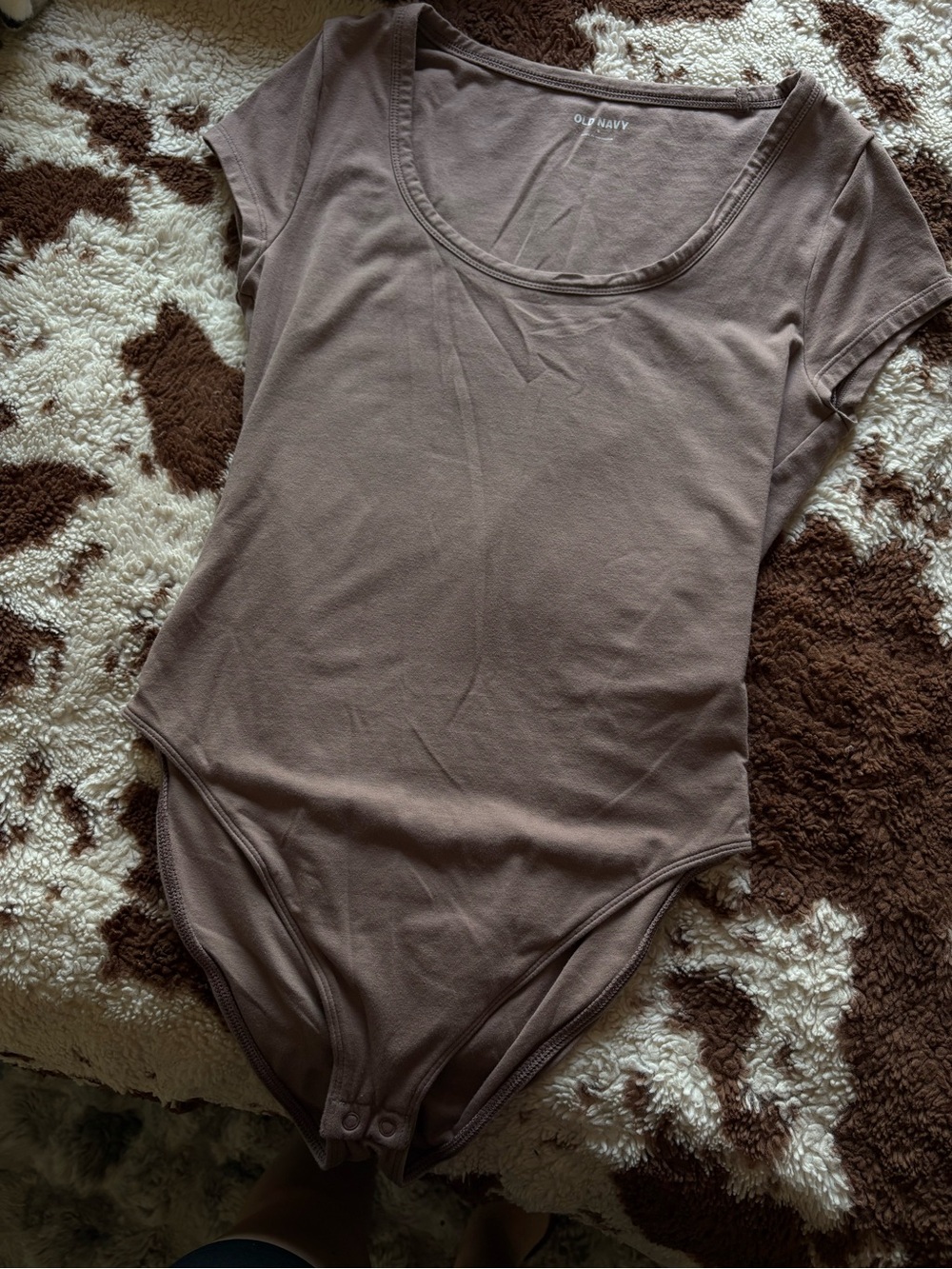 Old Navy Taupe Scoop Neck Short Sleeve Bodysuit